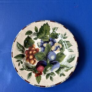 Sakura Oneida Sonoma Excell Salad Plate 8 Inch Plums Mixed Fruits Stoneware Used